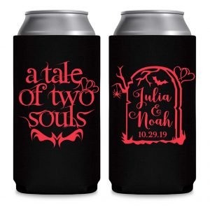 A Tale of Two Souls 1A Foldable 12 oz Slim Can Koozies Wedding Gifts for Guests