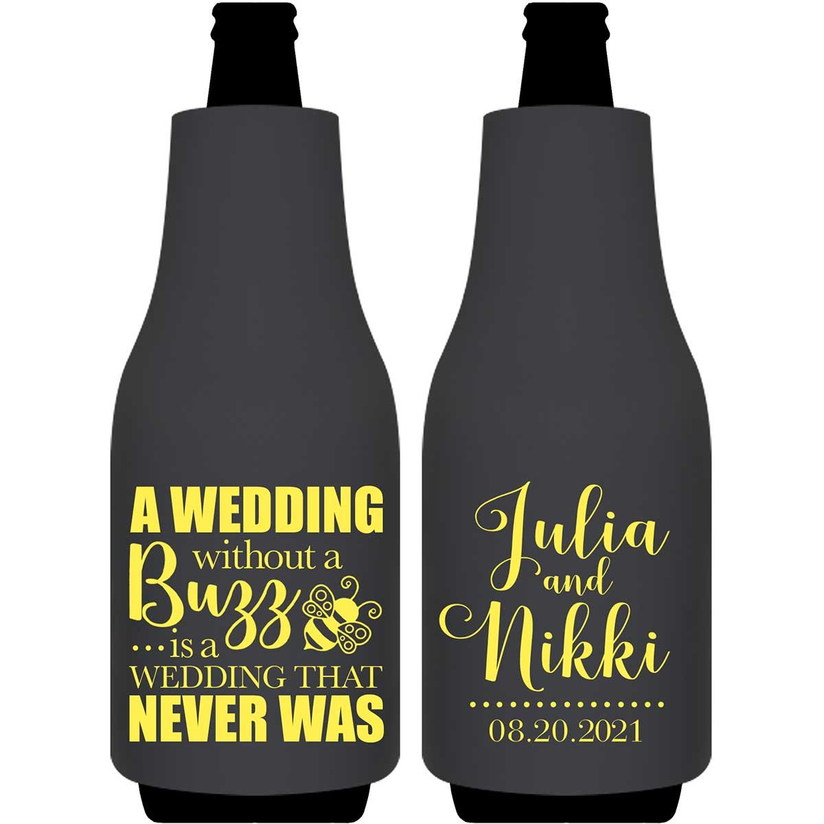 A Wedding Without A Buzz 1A Foldable Bottle Sleeve Koozies Wedding Gifts for Guests
