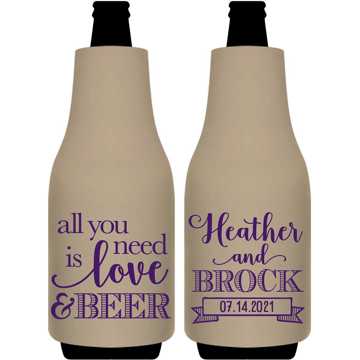All You Need Is Love And A Beer 2A Foldable Bottle Sleeve Koozies Wedding Gifts for Guests