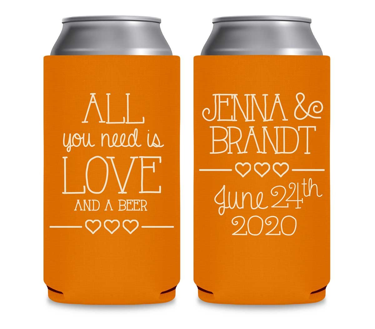 All You Need Is Love And A Beer 3A Foldable 12 oz Slim Can Koozies Wedding Gifts for Guests