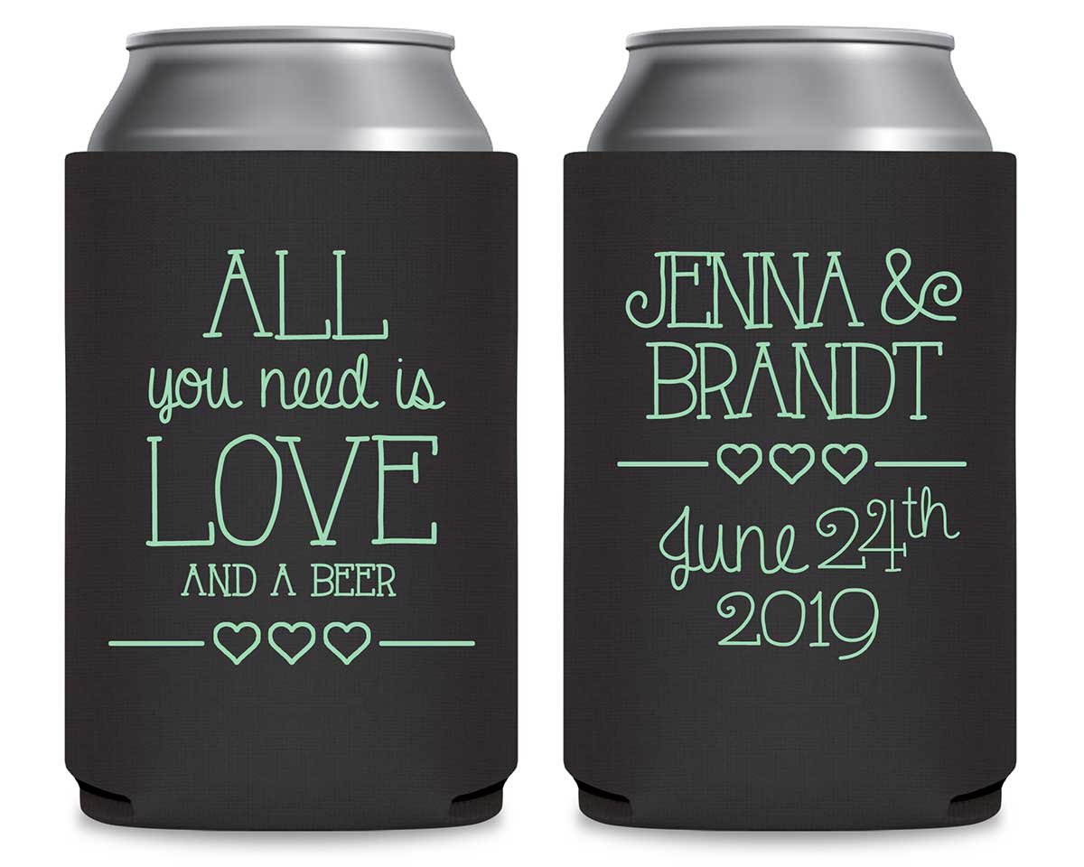 All You Need Is Love And A Beer 3A Foldable Can Koozies Wedding Gifts for Guests