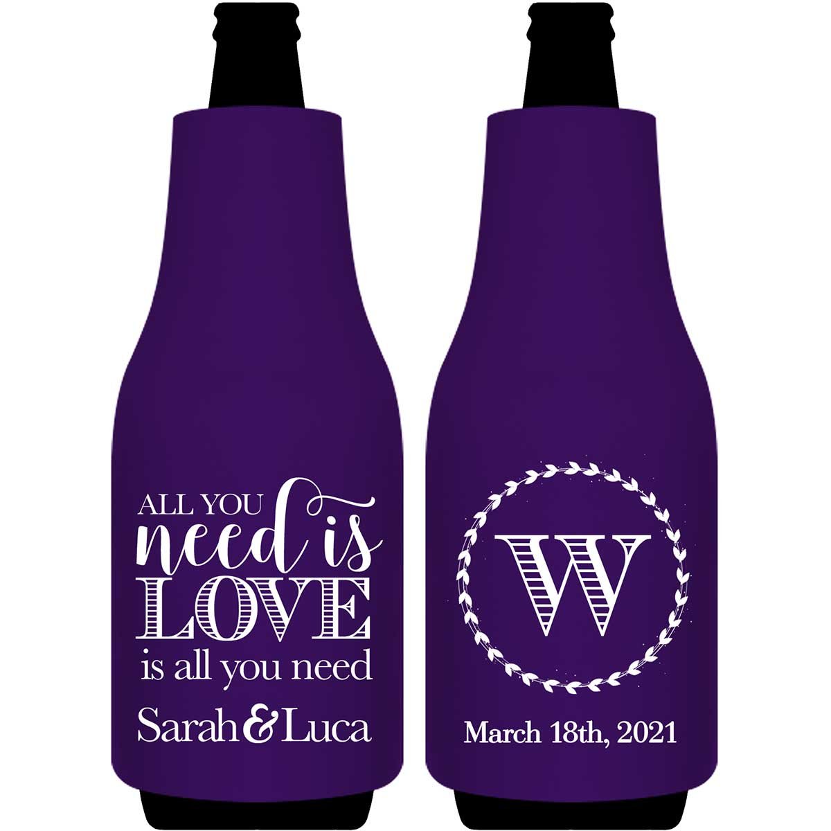 All You Need Is Love Is All You Need 1A Foldable Bottle Sleeve Koozies Wedding Gifts for Guests