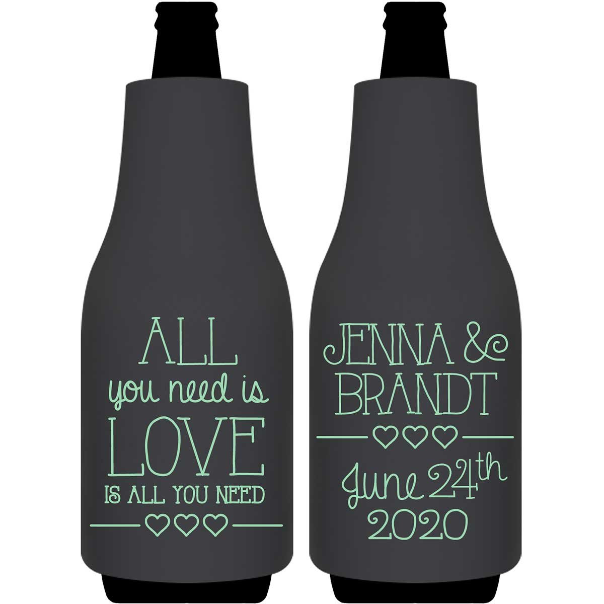 All You Need Is Love Is All You Need 3A Foldable Bottle Sleeve Koozies Wedding Gifts for Guests