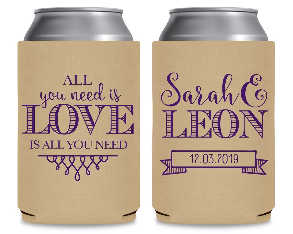 All You Need Is Love Is All You Need 4A Foldable Can Koozies Wedding Gifts for Guests