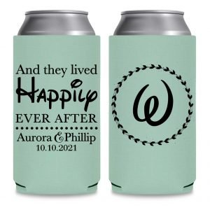 And They Lived Happily Ever After 1A Foldable 8.3 oz Slim Can Koozies Wedding Gifts for Guests