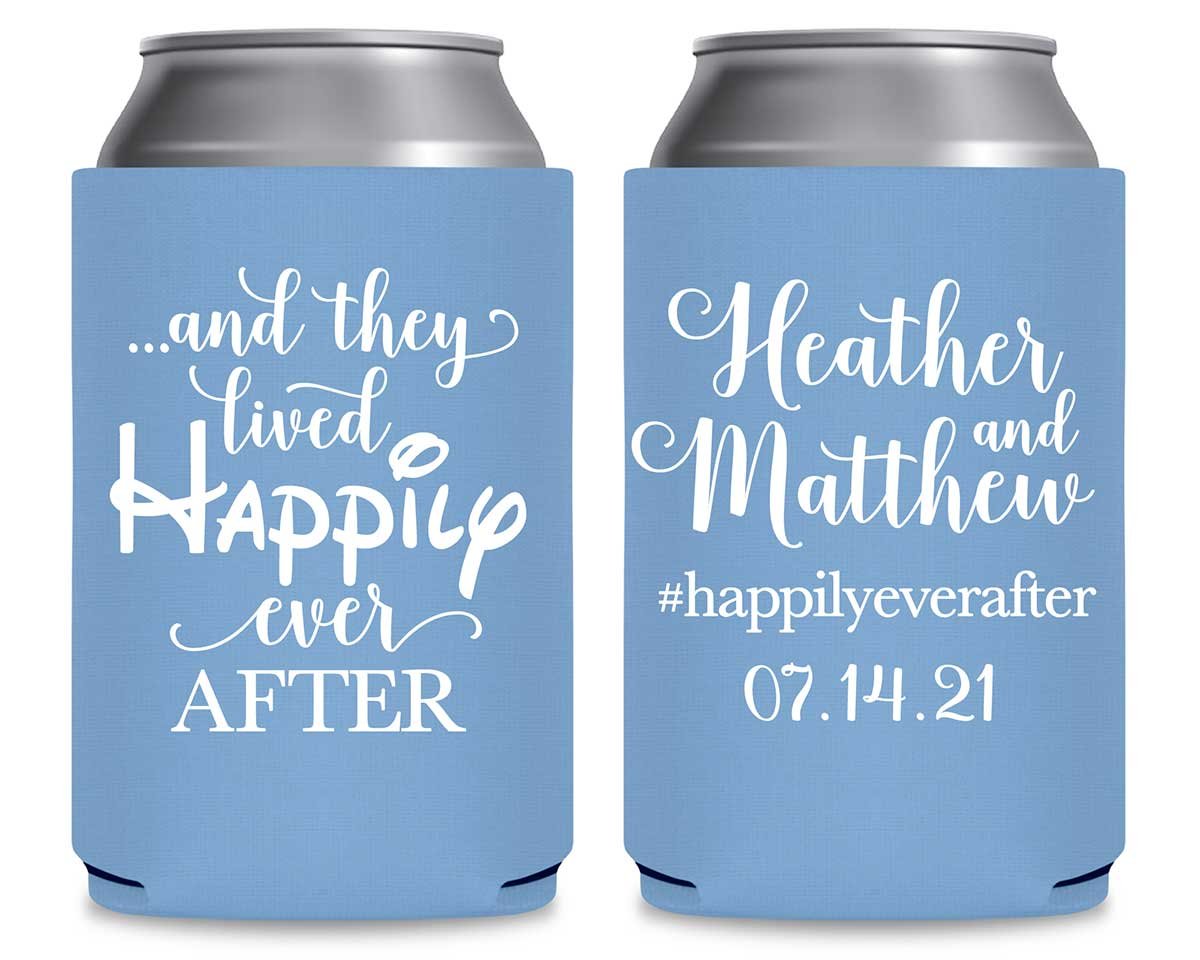 And They Lived Happily Ever After 1B Foldable Can Koozies Wedding Gifts for Guests