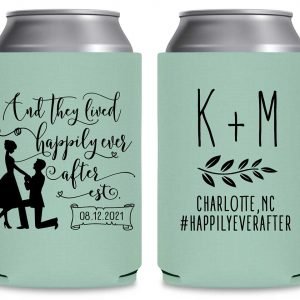 And They Lived Happily Ever After 2A Foldable Can Koozies Wedding Gifts for Guests