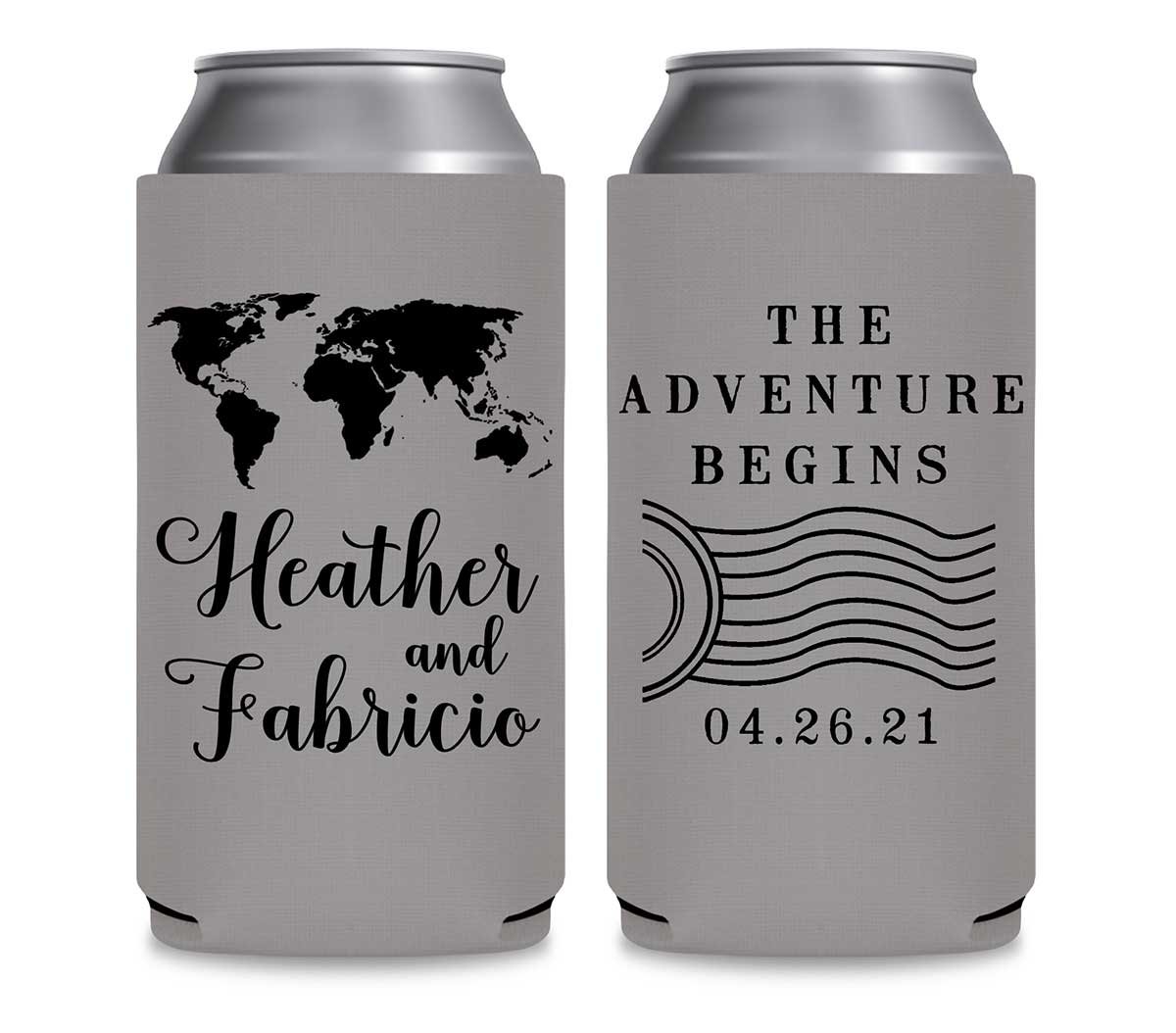 Around The World 1A Foldable 12 oz Slim Can Koozies Wedding Gifts for Guests