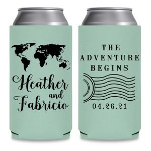 Around The World 1A Foldable 8.3 oz Slim Can Koozies Wedding Gifts for Guests