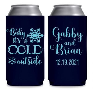 Baby It's Cold Outside 1A Foldable 12 oz Slim Can Koozies Wedding Gifts for Guests