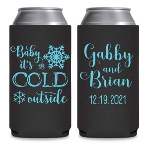 Baby It's Cold Outside 1A Foldable 8.3 oz Slim Can Koozies Wedding Gifts for Guests