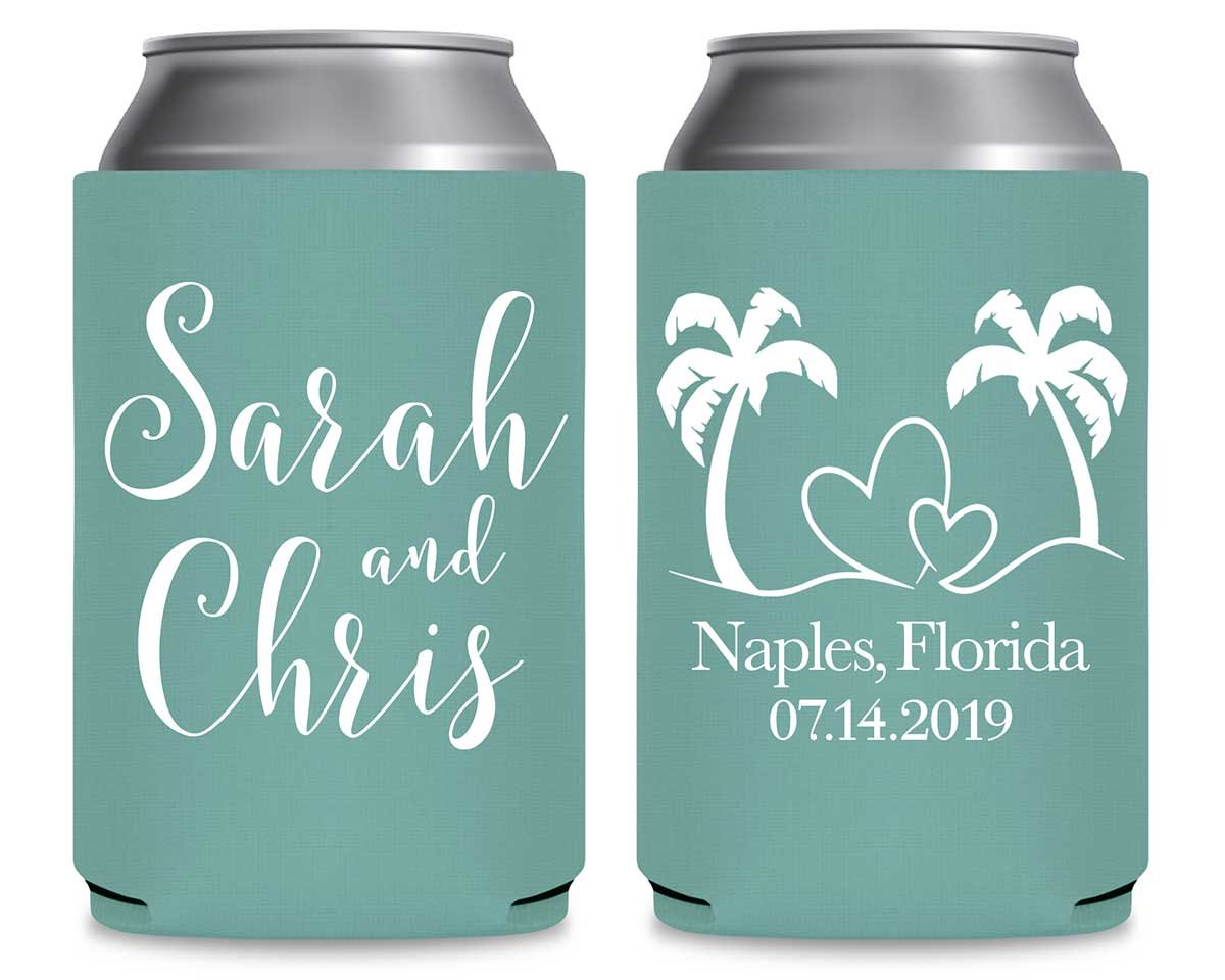 Beach Love 1A Foldable Can Koozies Wedding Gifts for Guests