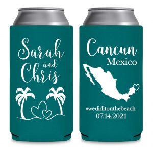 Beach Love 1B Any Map Foldable 8.3 oz Slim Can Koozies Wedding Gifts for Guests