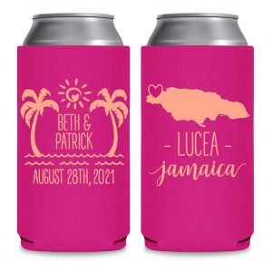 Beach Love 2A Any Map Foldable 12 oz Slim Can Koozies Wedding Gifts for Guests