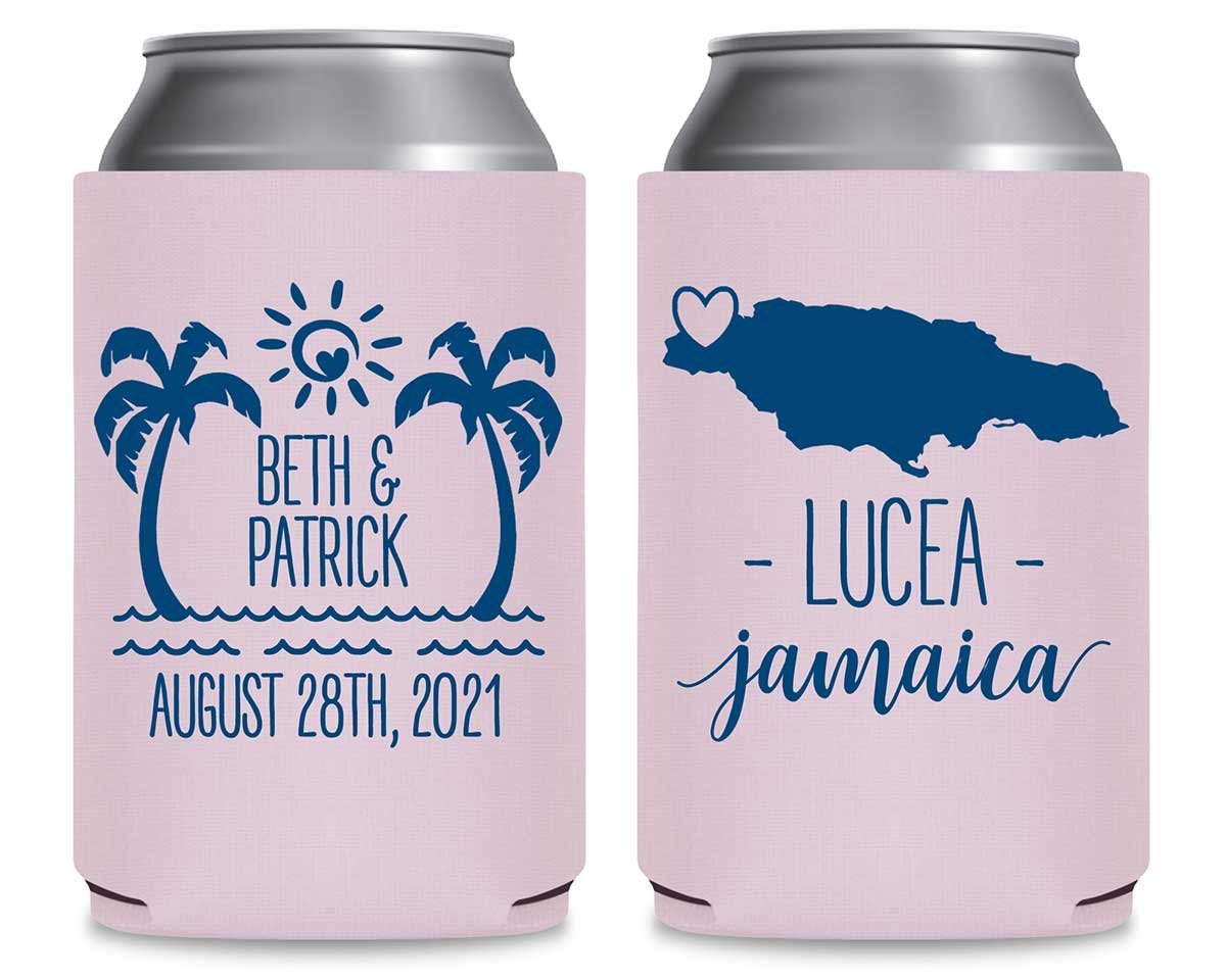 Beach Love 2A Any Map Foldable Can Koozies Wedding Gifts for Guests