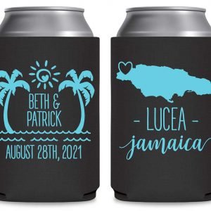 Beach Love 2A Any Map Foldable Can Koozies Wedding Gifts for Guests