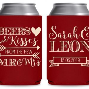 Beers & Kisses From The Mr & Mrs 1A Foldable Can Koozies Wedding Gifts for Guests
