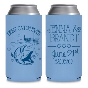 Best Catch Ever 2A Nautical Foldable 8.3 oz Slim Can Koozies Wedding Gifts for Guests