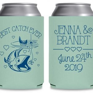 Best Catch Ever 2A Nautical Foldable Can Koozies Wedding Gifts for Guests