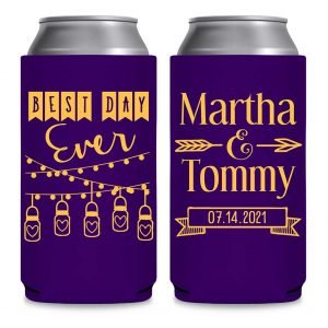 Best Day Ever 1A Mason Jars Foldable 12 oz Slim Can Koozies Wedding Gifts for Guests