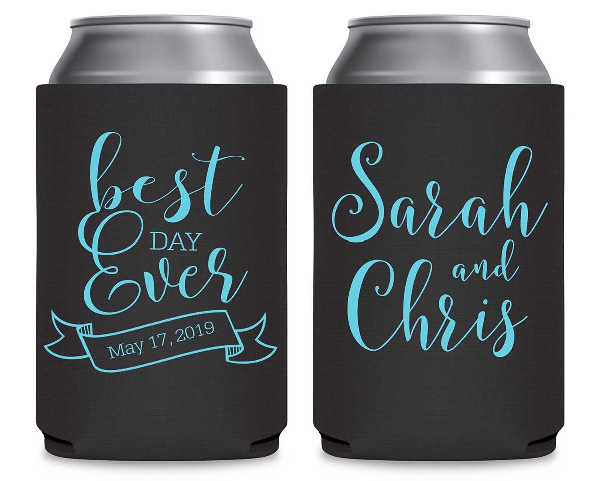 Best Day Ever 2A Banner Foldable Can Koozies Wedding Gifts for Guests