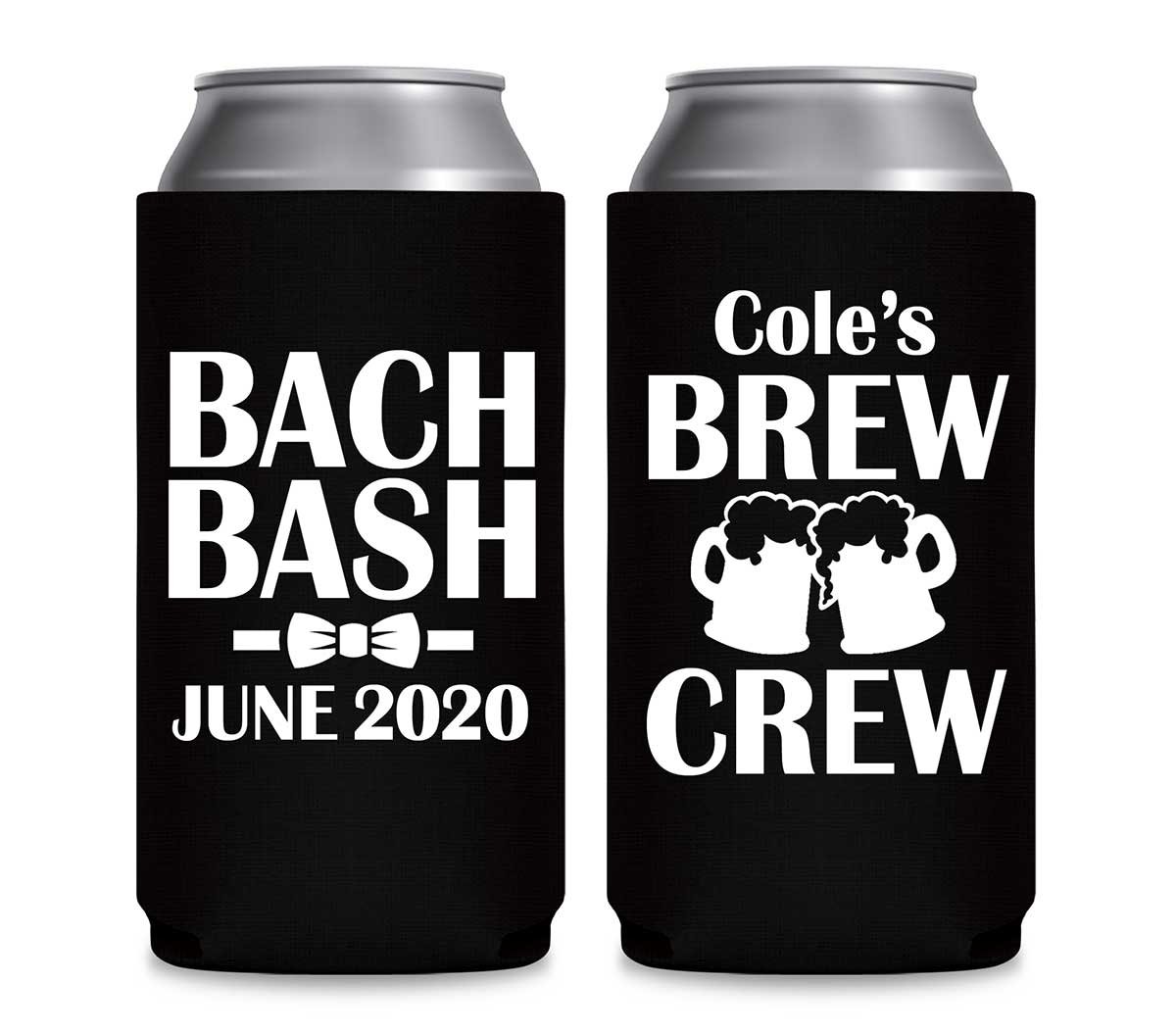 Brew Crew Bachelor Bash 1A Foldable 12 oz Slim Can Koozies Wedding Gifts for Guests