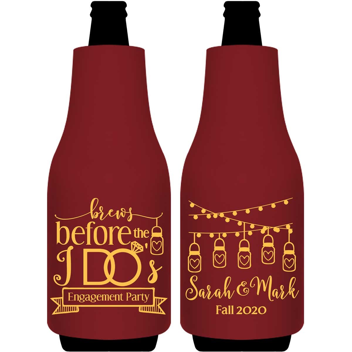 Brews Before The I Do's 2A Foldable Bottle Sleeve Koozies Wedding Gifts for Guests