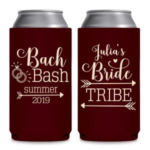Bride Tribe Bachelorette Bash 1A Foldable 12 oz Slim Can Koozies Wedding Gifts for Guests