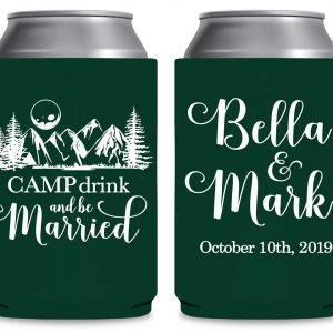 Camp Drink & Be Married 1A Foldable Can Koozies Wedding Gifts for Guests