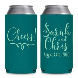 Cheers 1A Swirl Foldable 12 oz Slim Can Koozies Wedding Gifts for Guests