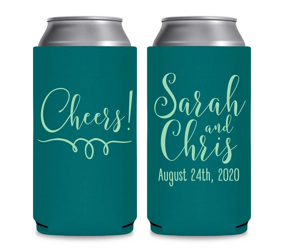 Cheers 1A Swirl Foldable 12 oz Slim Can Koozies Wedding Gifts for Guests