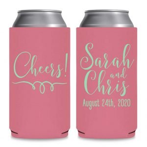 Cheers 1A Swirl Foldable 8.3 oz Slim Can Koozies Wedding Gifts for Guests