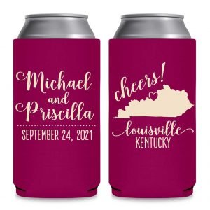Cheers 2A Any Map Foldable 12 oz Slim Can Koozies Wedding Gifts for Guests