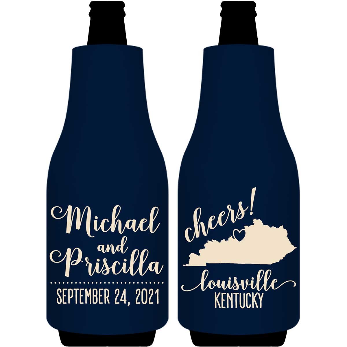 Cheers 2A Any Map Foldable Bottle Sleeve Koozies Wedding Gifts for Guests
