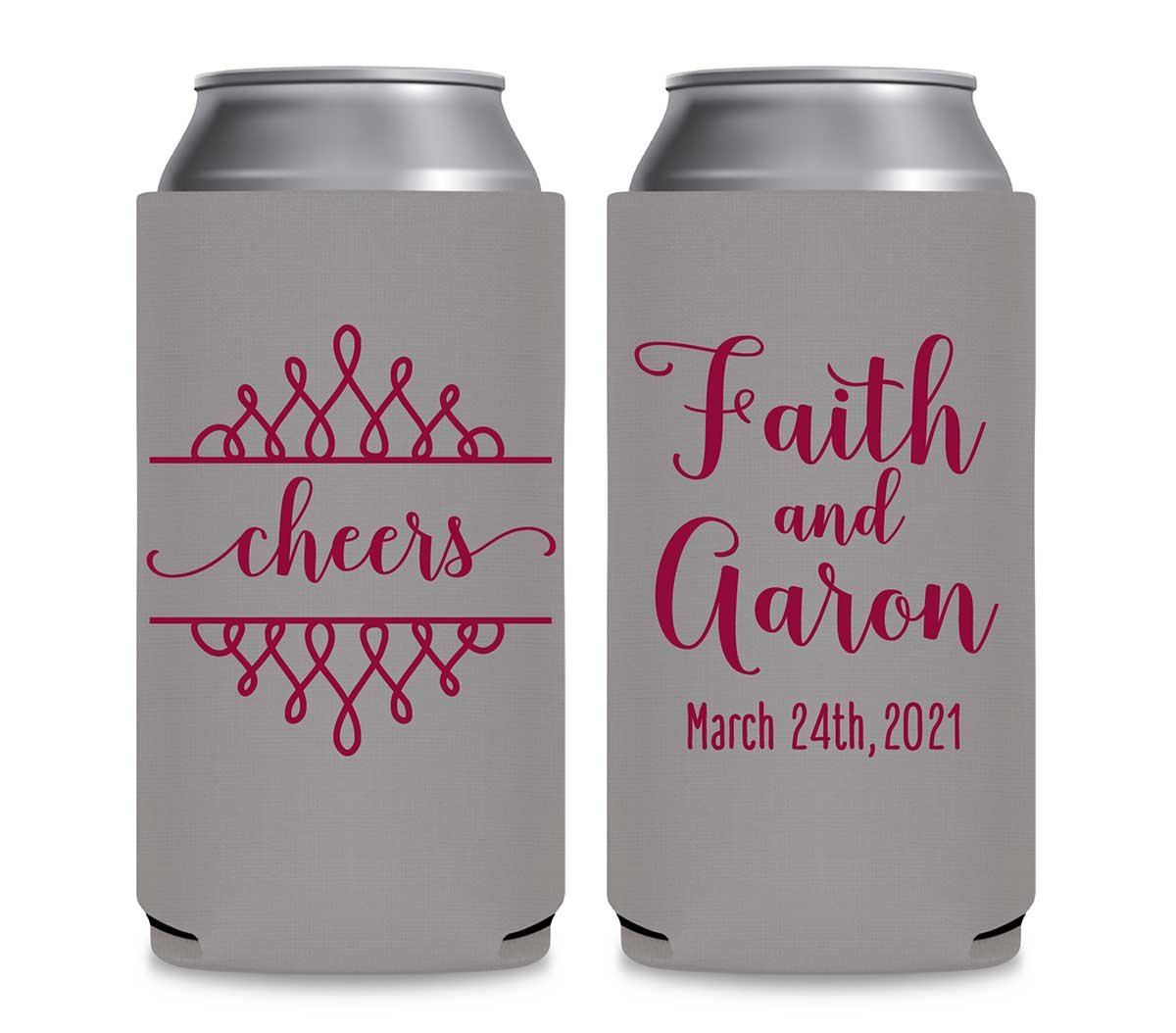 Cheers 4B Swirls Foldable 12 oz Slim Can Koozies Wedding Gifts for Guests