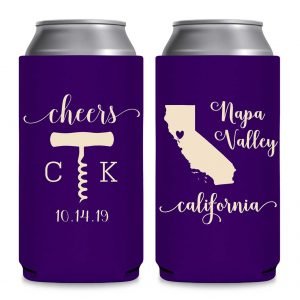 Cheers 5A Any Map Foldable 8.3 oz Slim Can Koozies Wedding Gifts for Guests