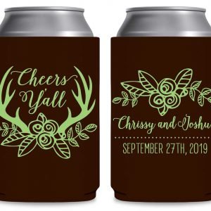 Cheers Y'All 1A Country Wedding Foldable Can Koozies Wedding Gifts for Guests