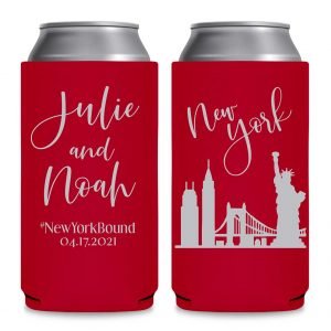 City Bound 1A Any City Foldable 12 oz Slim Can Koozies Wedding Gifts for Guests
