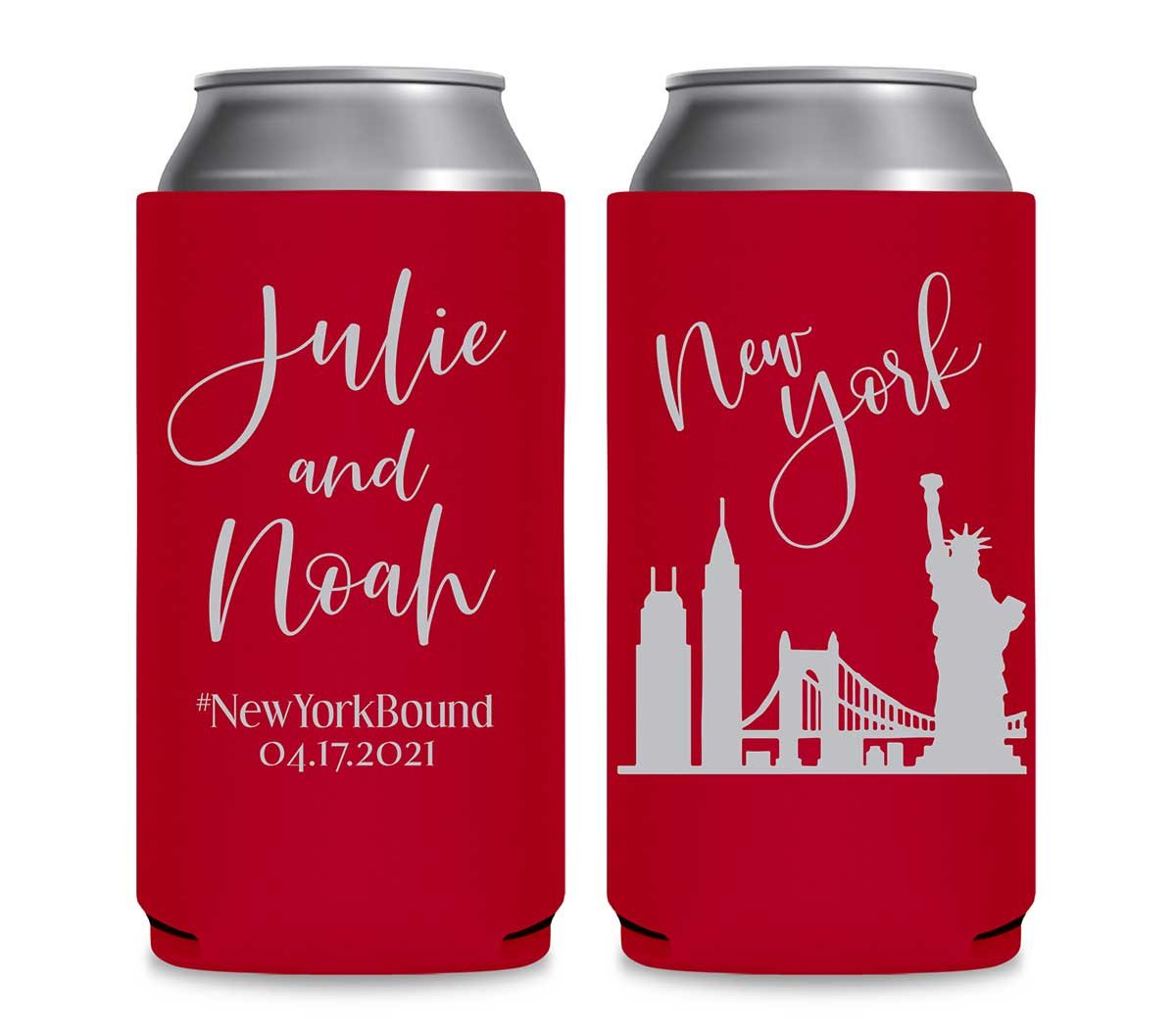 City Bound 1A Any City Foldable 12 oz Slim Can Koozies Wedding Gifts for Guests