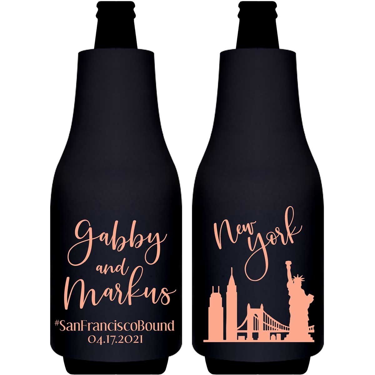 City Bound 1A Any City Foldable Bottle Sleeve Koozies Wedding Gifts for Guests
