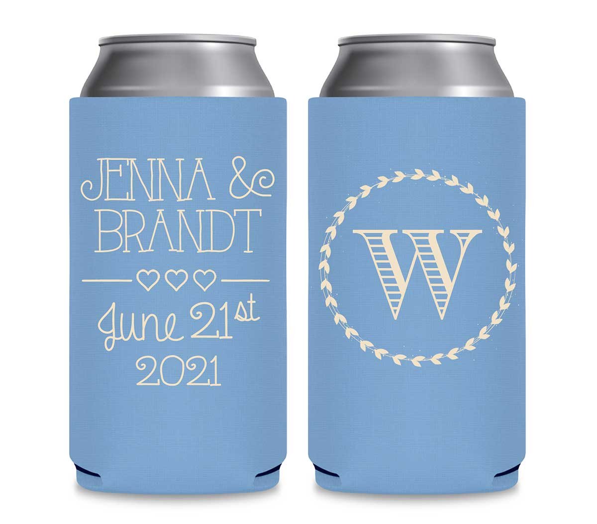 Classic Wedding Design 2A Foldable 12 oz Slim Can Koozies Wedding Gifts for Guests