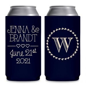 Classic Wedding Design 2A Foldable 8.3 oz Slim Can Koozies Wedding Gifts for Guests