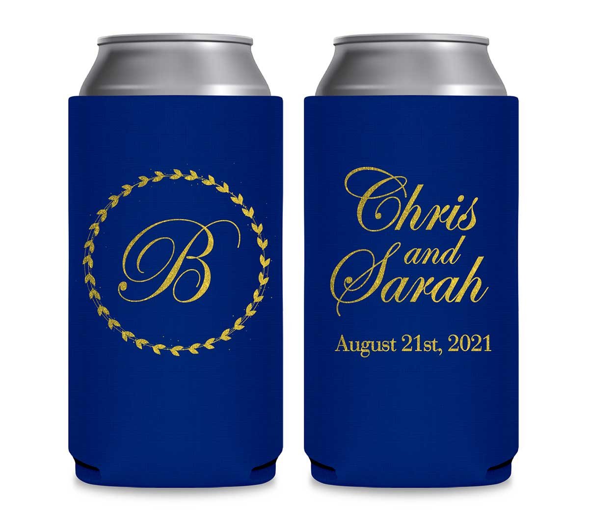 Classic Wedding Design 5A Foldable 12 oz Slim Can Koozies Wedding Gifts for Guests
