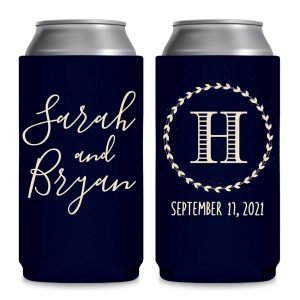 Classic Wedding Design 7A Foldable 12 oz Slim Can Koozies Wedding Gifts for Guests