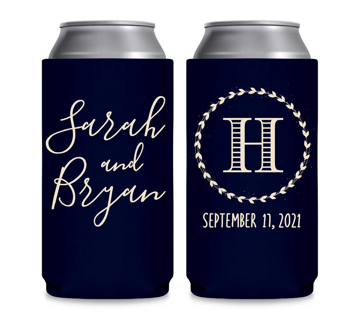 Classic Wedding Design 7A Foldable 12 oz Slim Can Koozies Wedding Gifts for Guests