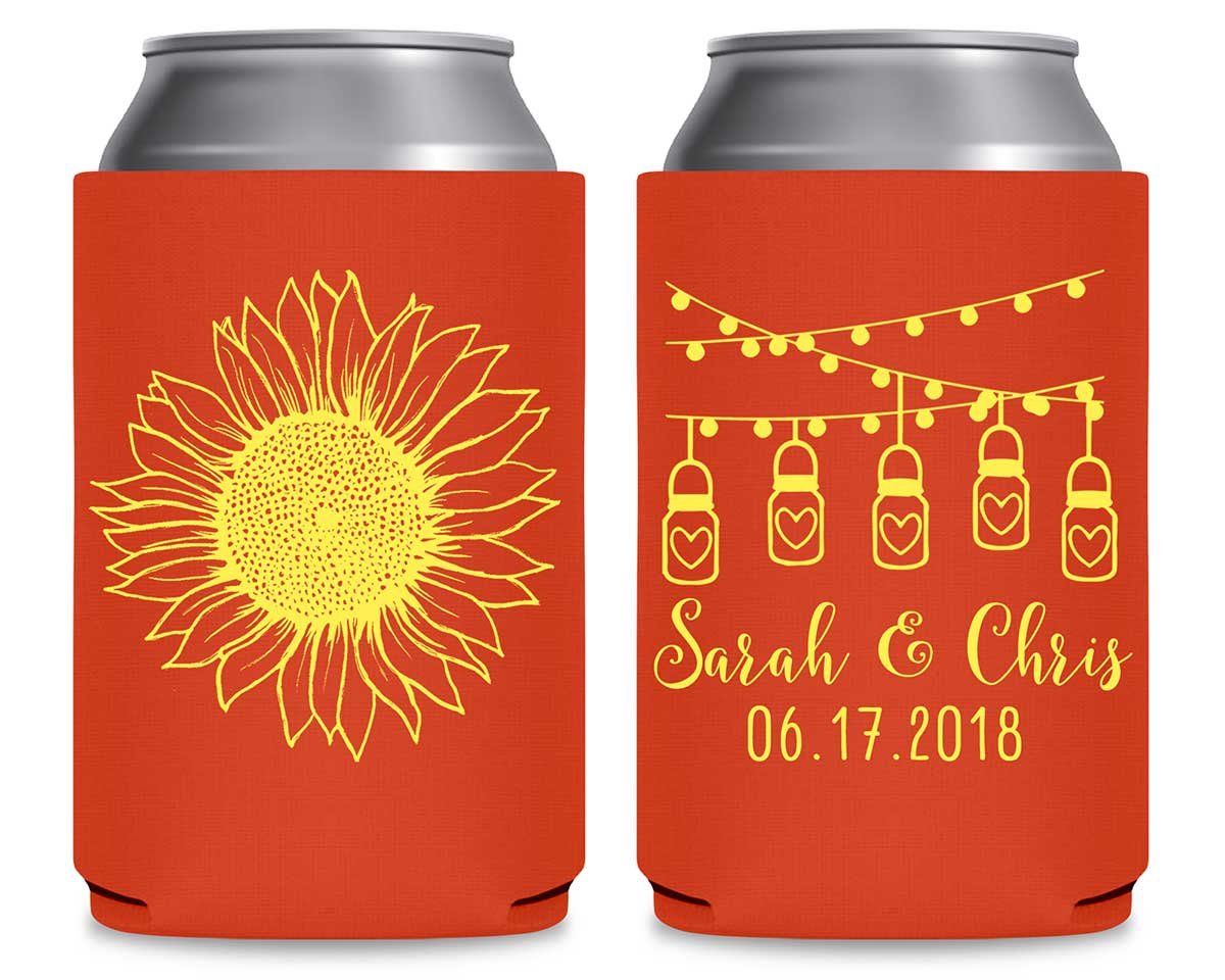 Country Sunflower 1C Mason Jars Foldable Can Koozies Wedding Gifts for Guests