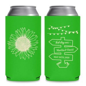 Country Sunflower 1D Post Sign Foldable 12 oz Slim Can Koozies Wedding Gifts for Guests