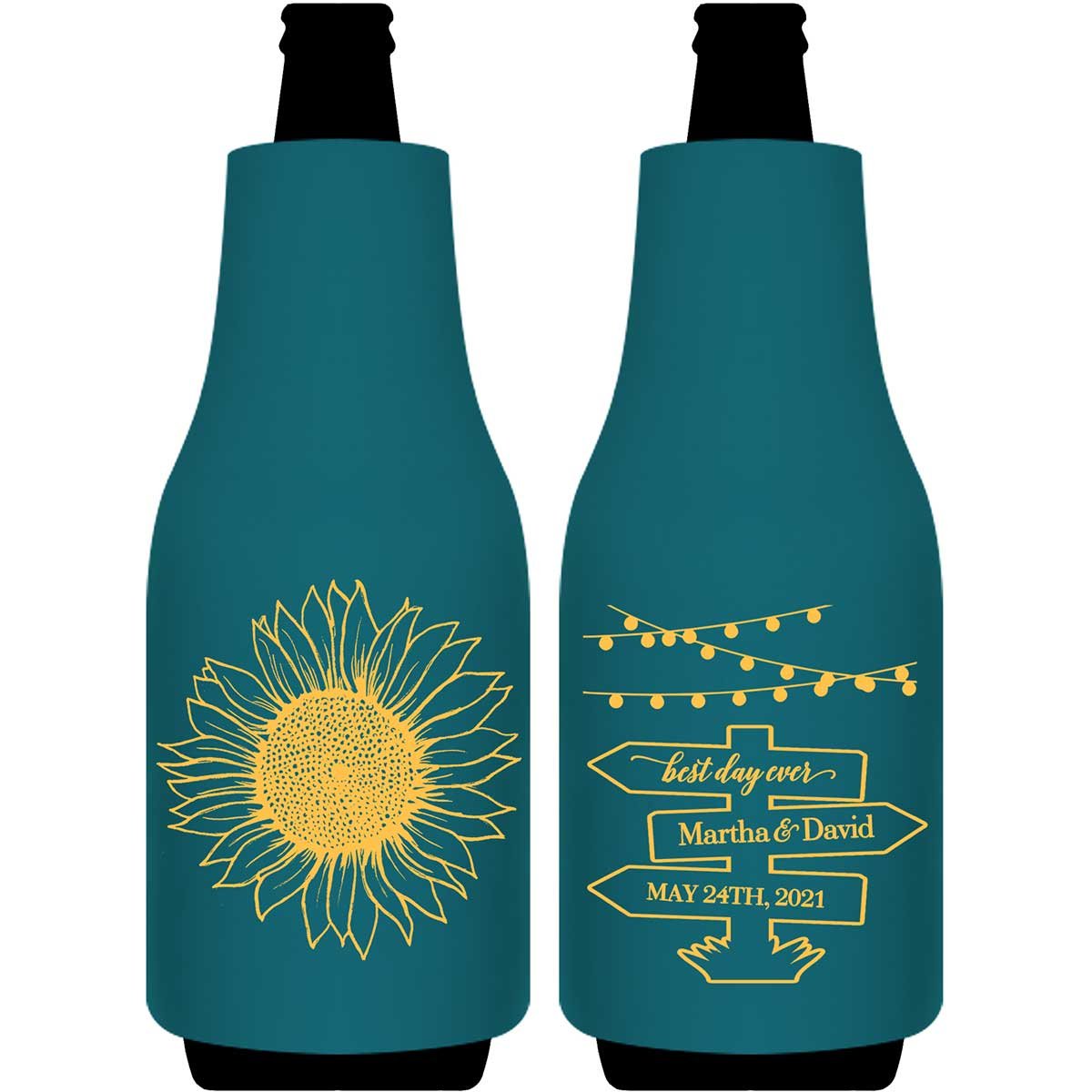 Country Sunflower 1D Post Sign Foldable Bottle Sleeve Koozies Wedding Gifts for Guests