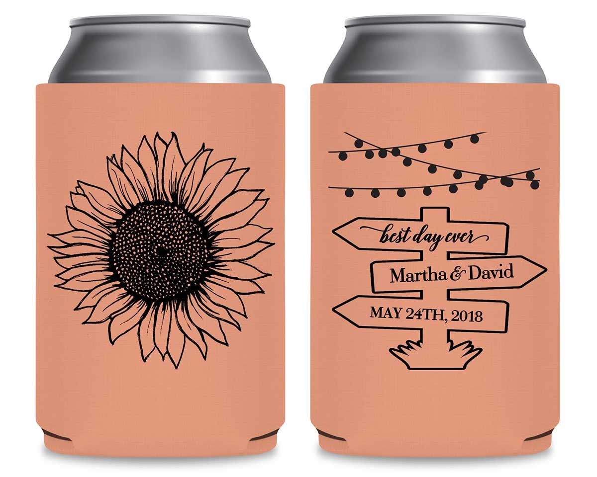 Country Sunflower 1D Post Sign Foldable Can Koozies Wedding Gifts for Guests