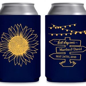 Country Sunflower 1D Post Sign Foldable Can Koozies Wedding Gifts for Guests